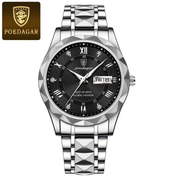 Swiss Waterproof Date/ Week Stainless Steel Quartz Men Watches